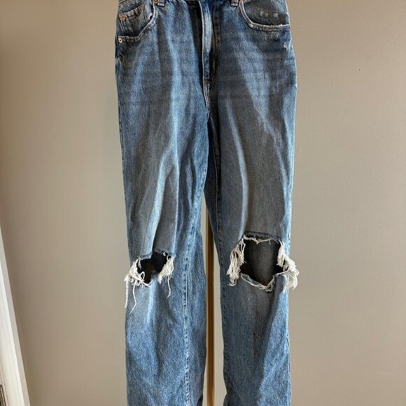 Garage Wide Leg Ripped Medium Wash Jeans Size 01/25 - Picture 1 of 6